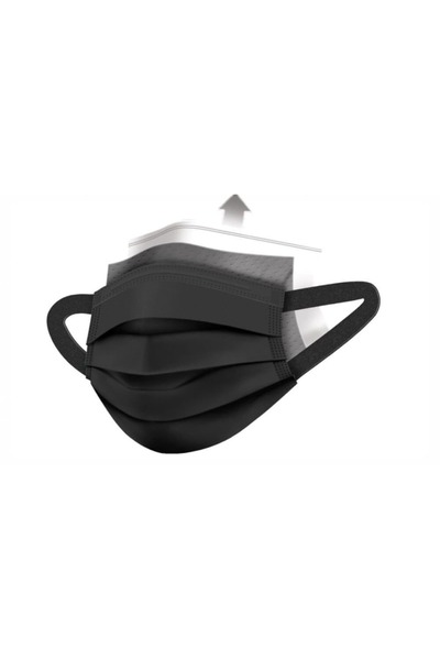 Proted Kurumsal Yumuşak Lastikli Kulaklı Cerrahi Maske Siyah 50 Adet