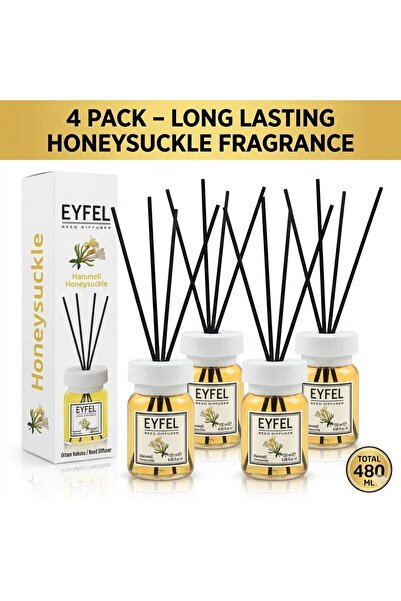 Eyfel Odorizant de cameră cu bețișoare, caprifoi, 120ml x4