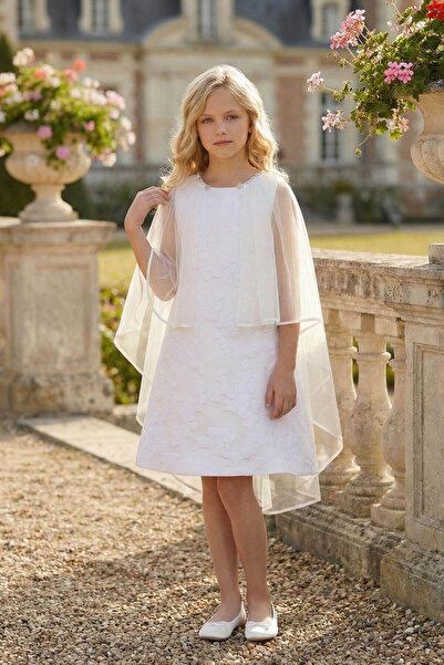 Pamina Girl's Jacquard A-Line Cape Dress 8-15 Years Old Ecru