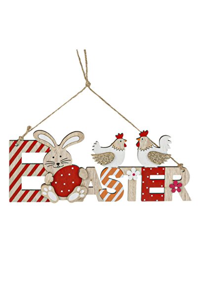 OEM Tabela de Lemn de Paste Decorativa Suspendabila Easter Iepure Gaini Glitt...