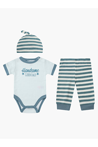 Mother's Choice By Styli 3-Piece Baby Outfit Ribbed Bodysuit, Pants and Hat Set