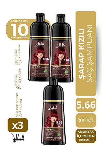 Jaja Şarap Kızılı Wine Red Saç Pigment Şampuanı 5.66 | 300 ML x 3 Adet & Vita...