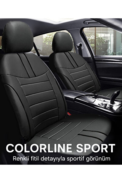 TROBUS غطاء مقعد جلدي أسود عالمي من سلسلة كولورلاين سبورت