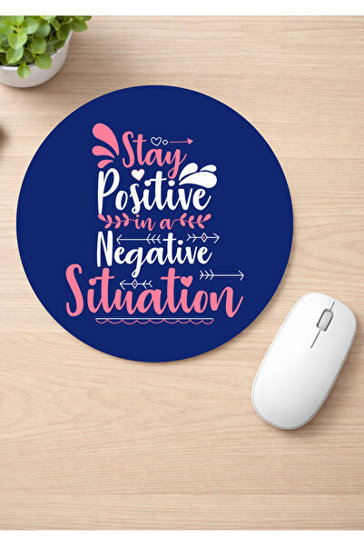 Eylül Design Motivational Printed Round Non-Slip Mousepad Ergonomic Mouse Pad