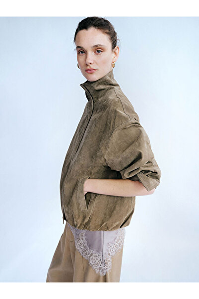 LC Waikiki High Collar Oversize Women's Suede Look Jacket