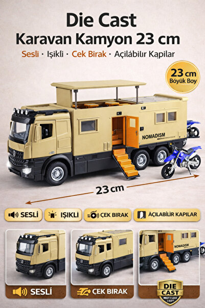 YILDIRIM OYUNCAK Die Cast Caravan Truck with Sound and Light, Pull and Drop F...