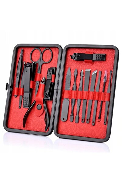 zola Manicure/pedicure kit 15 pieces, tweezers and ear cleaner, box, black