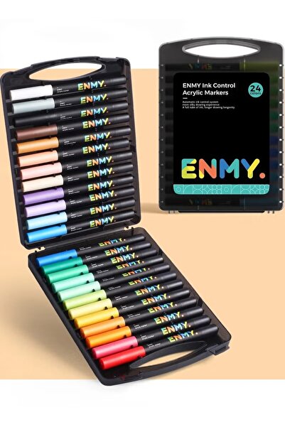 ENMY 24-Color Acrylic Paint Markers, High-Flow, Rich Pigment for Rock, Fabric...