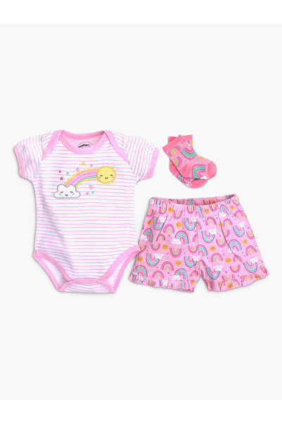 Mother's Choice By Styli 3-Piece Short Sleeve Bodysuit, Shorts and Socks Set