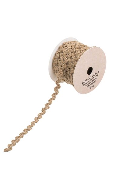 OEM Panglica din Iuta de Culoare Naturala cu Model Zigzag 5m x 2.5mm