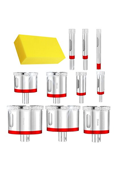zola Set of 10 diamond core bits and sponge, diameter 6-68 mm, 2000 rpm, for ...
