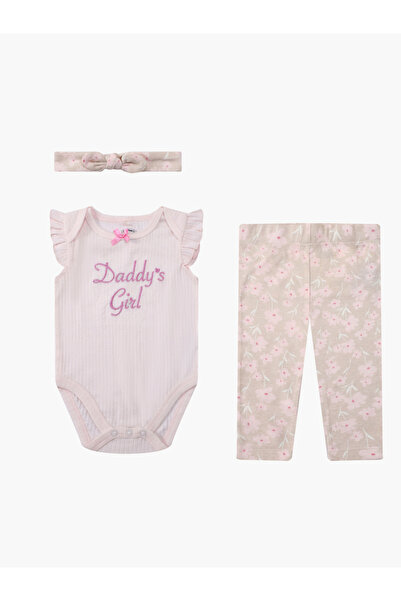 Mother's Choice By Styli 3-Piece Ruffle Sleeve Bodysuit, Leggings and Headban...