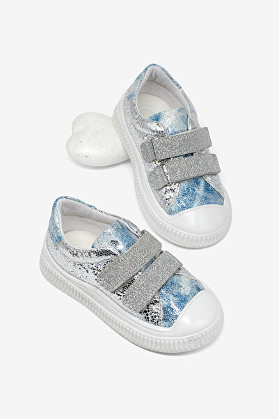 Tonny Black Детски унисекс сребърни детски Sim Детайлни велкро удобни кецове