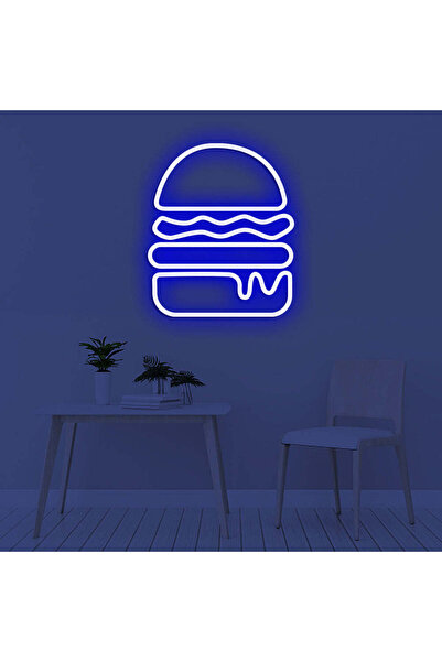 Slasa Burger LED Neon Sign 15x40cm Blue 6mm Acrylic Wall Light