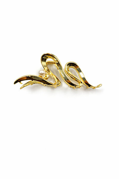 MD Moda Accessories مشبك شعر فضي اللون بتصميم مموج ومزين باللؤلؤ
