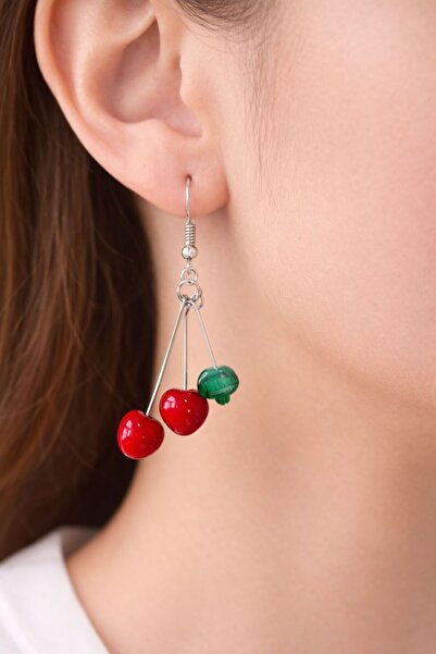HER ŞEY NOTA www.herseynota.com Cherry Design Dangle Earrings – Red and Green...