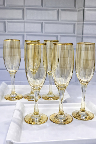 DECORS CENTER Kahve Yanı bardağı 6 adet bal rengi