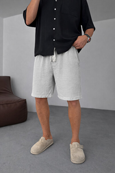 EydaMoon Man Urban Relaxed Fit 100% Cotton Muslin Shorts - Breathable Muslin ...