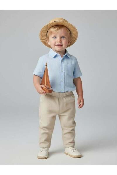 Zekids Baby Boy Linen Woven Trousers