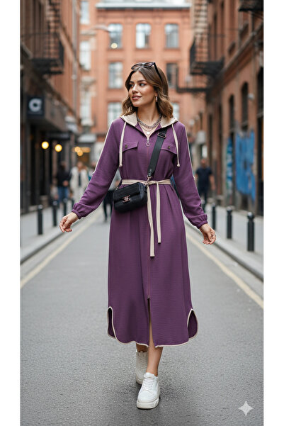 QUBERZ Zipper Detailed Long Dress - Comfortable Fit Modern City Style Trendy ...