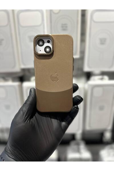 TAK Bİ KILIF iPhone 13 / 14 Uyumlu Logolu Premium Deri Desenli Kamera Korumal...