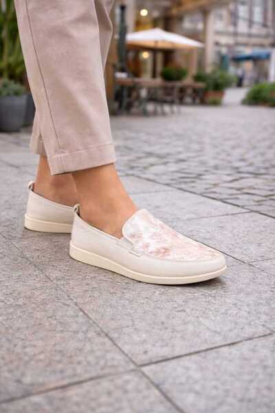 POTEEN Women's Loafer Soft Real Leather Anatomical Ballerina Shoes P1002-Beige