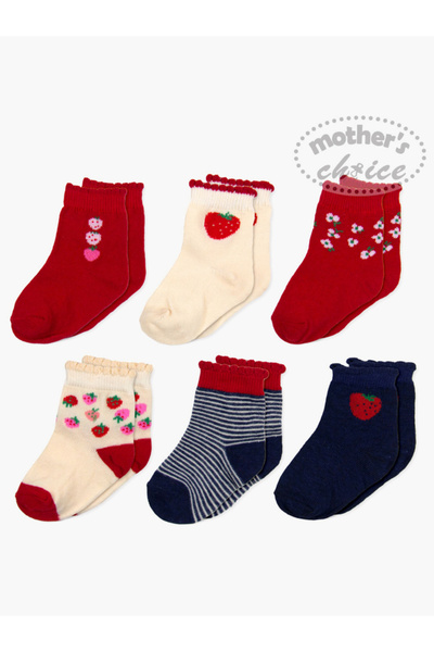 Mother's Choice By Styli Baby 6 Pairs Straight Head Ankle Socks - Cotton Rich...