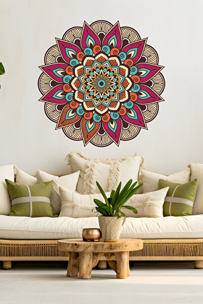 SDİGİTAL Dekoratif Mandala Desenli Şeffaf Folyo Duvar Stickerı - 2 Ölçü ve 10...