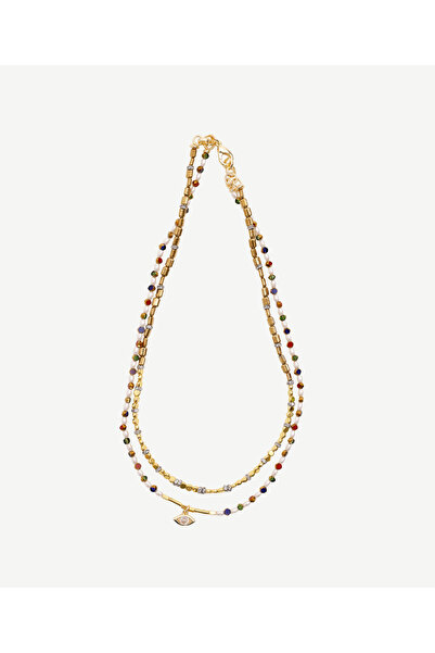 Yargıcı Hematite Necklace with Glass Stone and Pearl Detail
