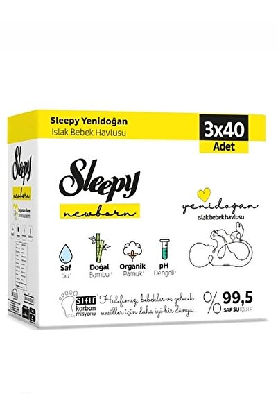 Sleepy منشفة مبللة للأطفال حديثي الولادة 3×40 ورقة - قياسية
