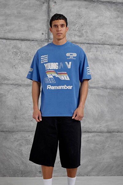 NOMARC Blue Remember Written Oversize T-Shirt