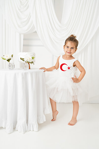 sara tasarım 23 nisan Beyaz Kız Çocuk kıyafetleri - 29 Ekim Gösteri Elbiseler...