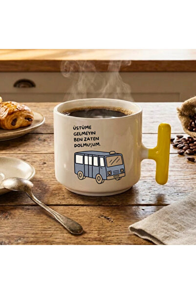 Finka Dekor كوب سيراميك مطبوع عليه عبارة "I'm Already Full"-أصفر اللون، هدية ...