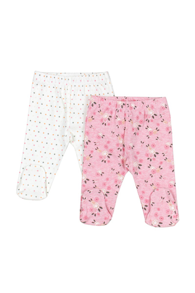 Infancie By Styli Pack of 2- Baby Premium Cotton Footed Pants