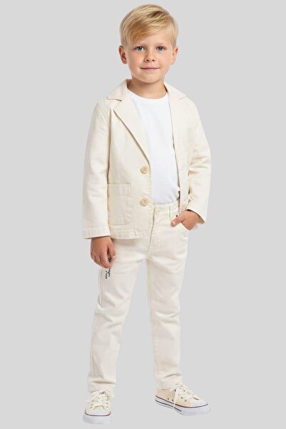 ww waka waka kids store Момчешко кремаво сако и панталони от деним