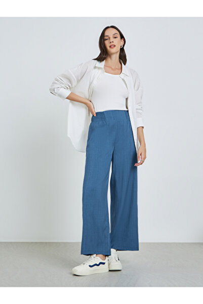 Take Two By Styli Blue Elastic Waist Wide Leg Pants