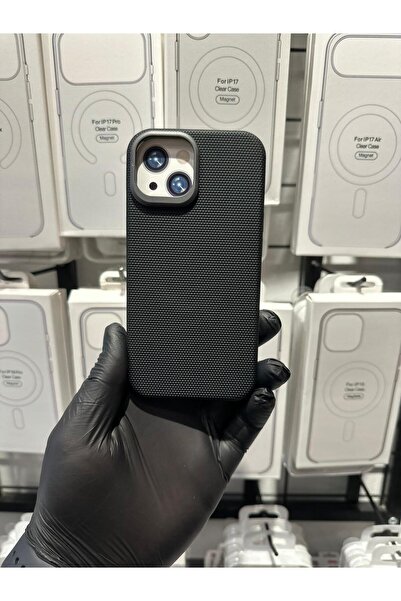 TAK Bİ KILIF iPhone 13 14 Uyumlu Karbon Fiber Dokulu Kılıf Metal Kamera Korum...
