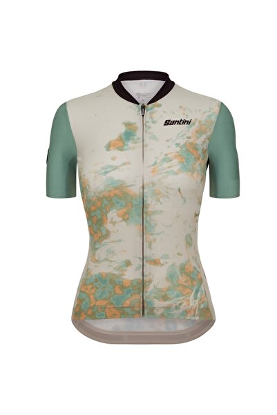 Santini Women's cycling jersey Marble-Green/Beige-XS