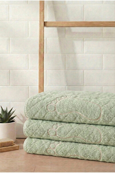 Motif Mağaza 3 Pieces 100% Cotton Quilted Foot Towel Bath Mat