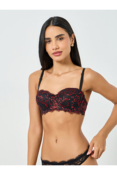 Take Two By Styli Black All Over Lace Padded Wired Multiway Bra