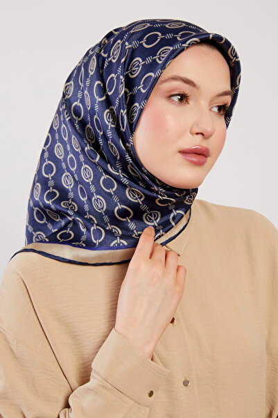 Levidor Crystal Scarf Chain Pattern Navy Blue