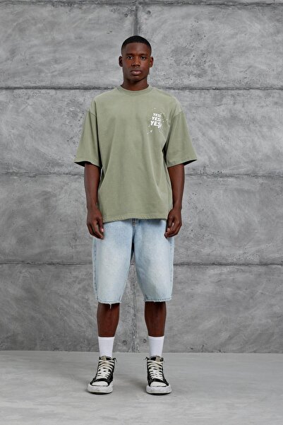 NOMARC Khaki Yes Written Oversize Tshirt