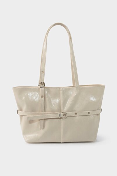 Çantacımstore Kadın Kemerli Tote Çanta Krem