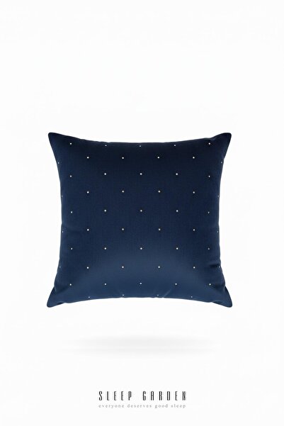 Sleep Garden Erguvan Serisi Kadife Mavi Taşlı Dekoratif Kırlent 45x45
