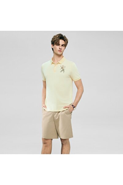 Giordano Men’s Slim Fit 3D Lion Embroidery Lycra Pique Polo