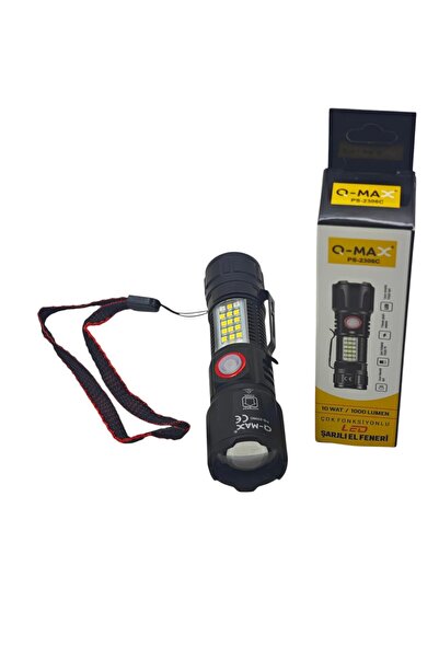 Omax Q-MAX PS-2306C Ultra USB Şarjlı Polis El Feneri, Bekçi, Asker El Feneri ...