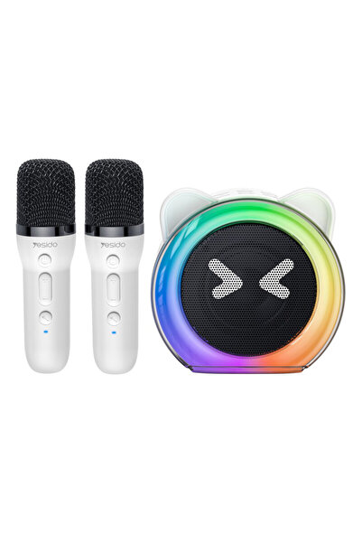 Yesido Bluetooth Karaoke Speaker Set with Microphones YSW36, White