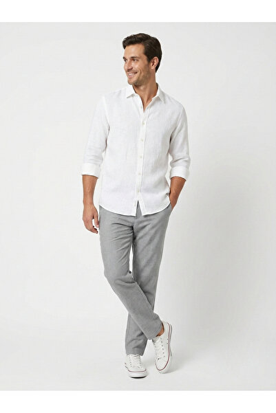 dcn giyim 1985 Men's Side Pocket Regular Linen Trousers-2134P