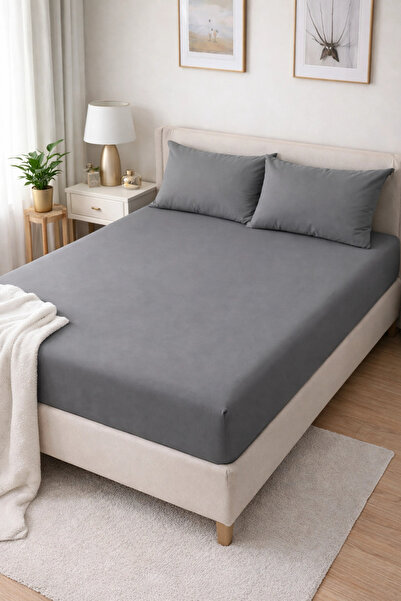 Clasy Ranforce Elastic Sheet Set Double Size Gray Çklç-240 100% Cotton