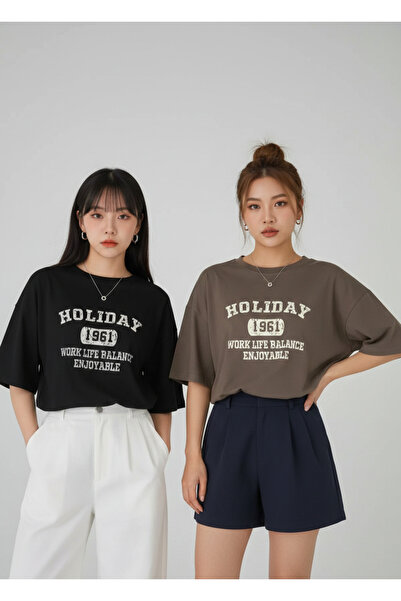 DAXİS Sportwear Company 2-Pack Printed Unisex Oversize T-Shirt